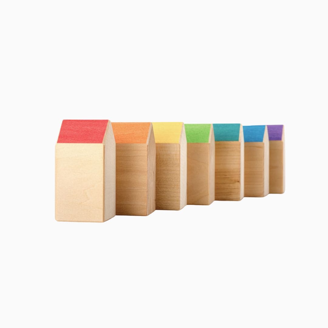 Ocamora houten regenboog huisjes - 7 stuks