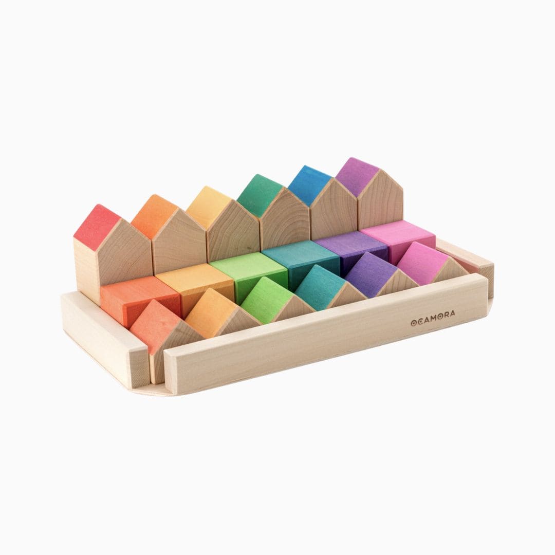 Ocamora houten blokken set regenboog