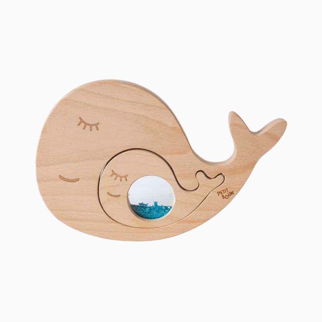 Petit boum tweedelige houten puzzel walvis