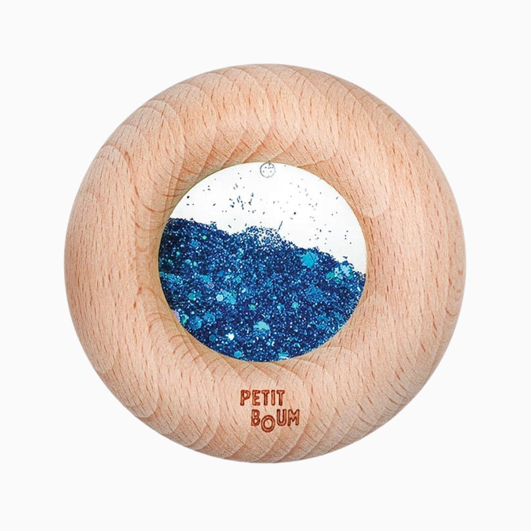petit boum sensorische donut met blauwe glitters