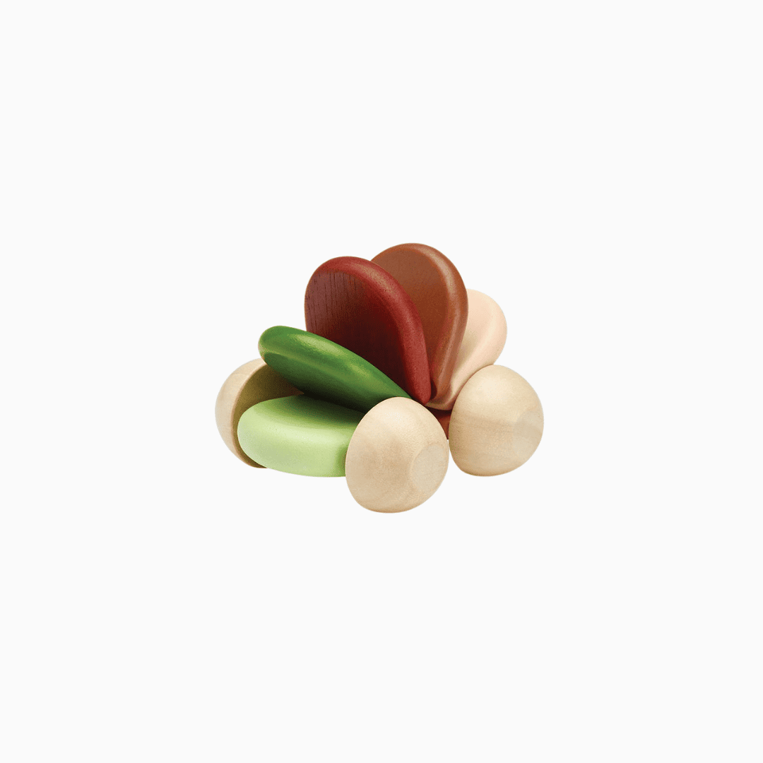 Plantoys houten baby auto in herfst kleuren groen en bruin