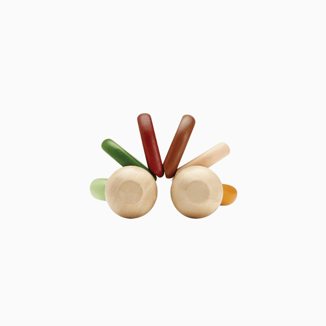 Plantoys houten baby auto in herfst kleuren groen en bruin