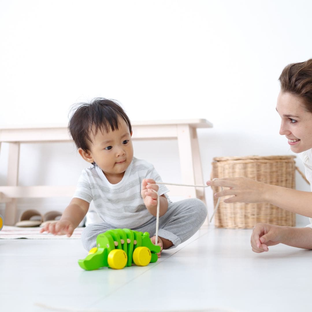 Plantoys houten trekdier krokodil