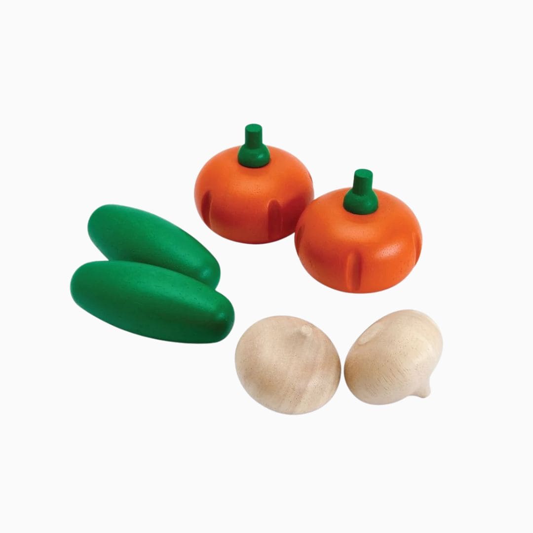 PlanToys verse groenten set - komkommers, uien, pompoenen