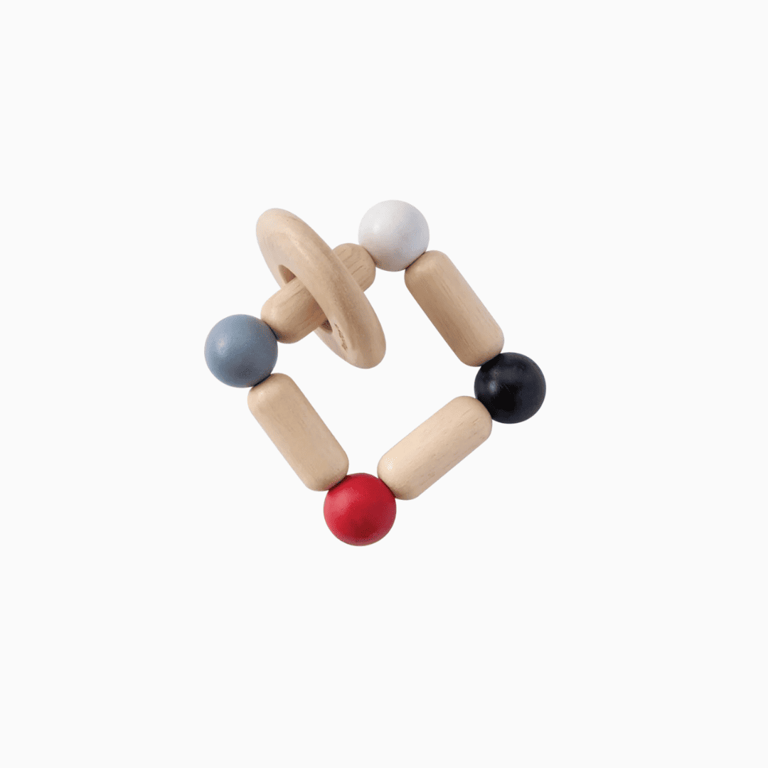 Plantoys contrasterende rammelaar zwart wit rood