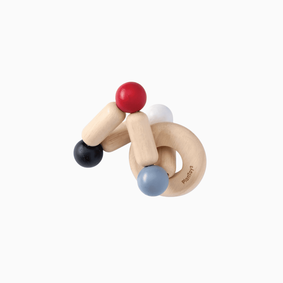 Plantoys contrasterende rammelaar zwart wit rood