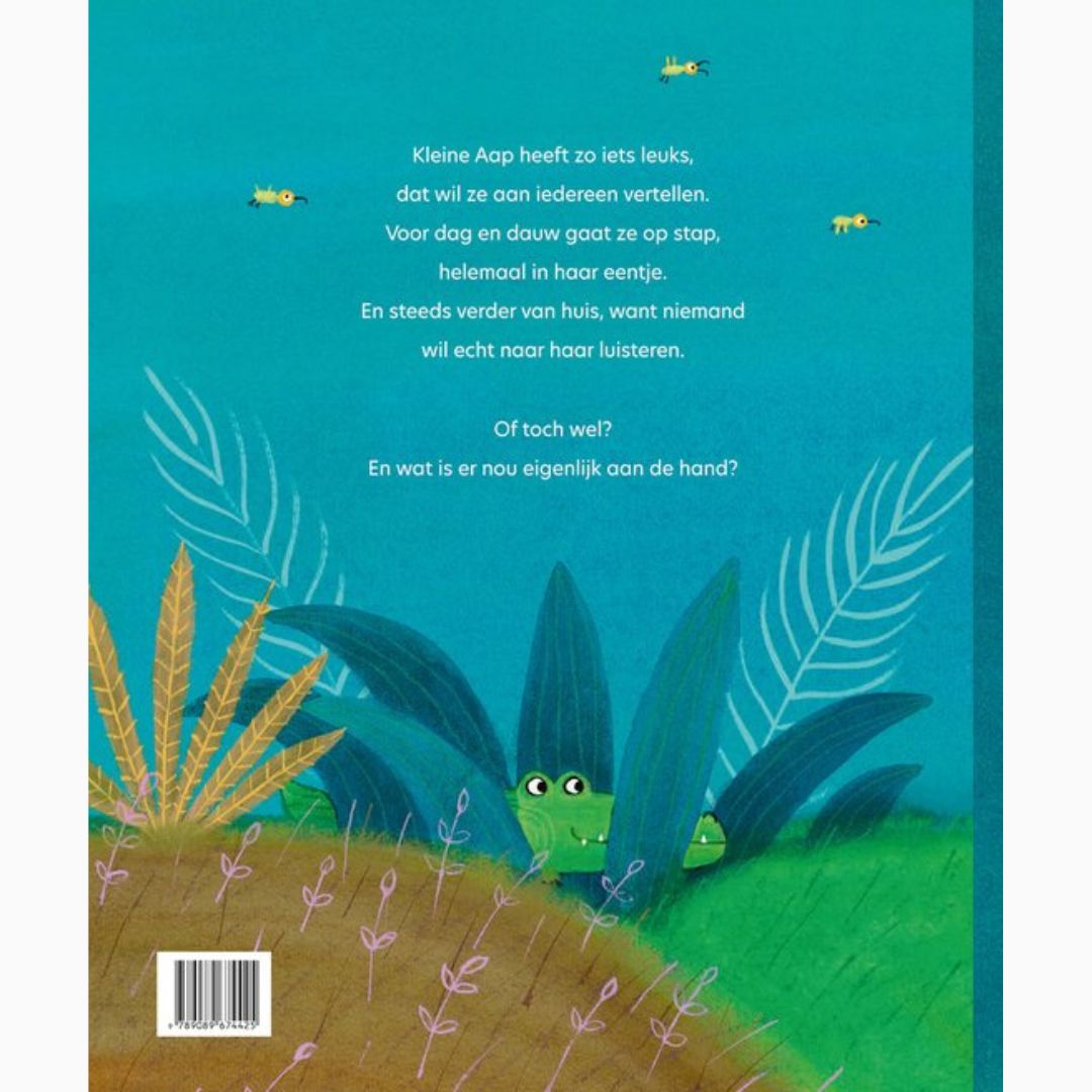 Prentenboek van het jaar 2025 Kleine Aap van auteur Mies van Hout uitgegeven door uitgeverij Hoogland & Van Klaveren