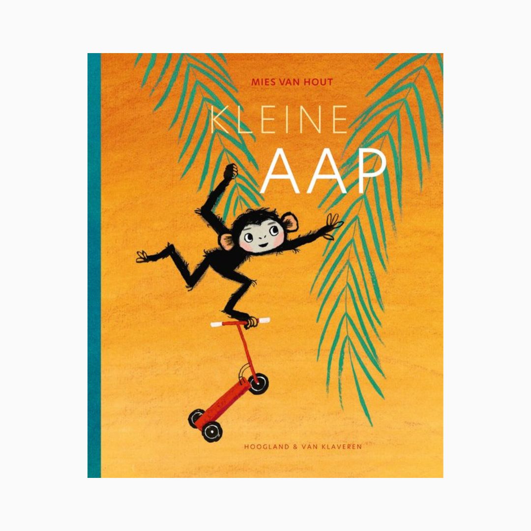 Prentenboek van het jaar 2025 Kleine Aap van auteur Mies van Hout uitgegeven door uitgeverij Hoogland & Van Klaveren