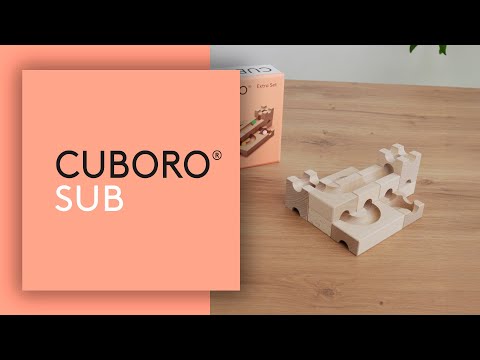 CUBORO houten knikkerbaan uitbreiding SUB met 16 nieuwe bouwelementen