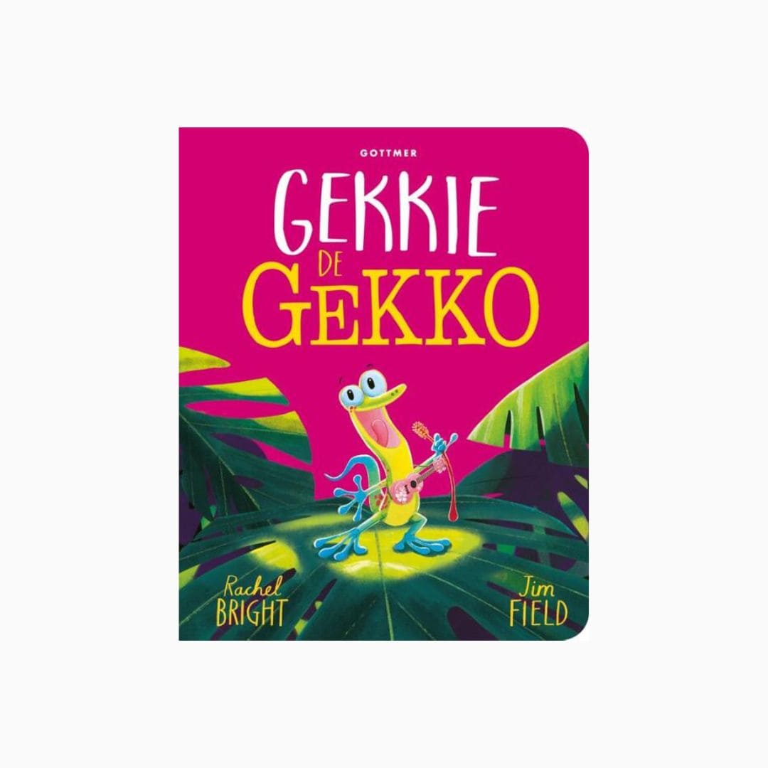 Kartonnen versie van het prentenboek 'Gekkie de Gekko' van Rachel Bright