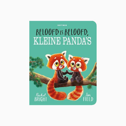 Kartonnen versie van het prentenboek 'Beloofd is beloofd, kleine panda's' van Rachel Bright