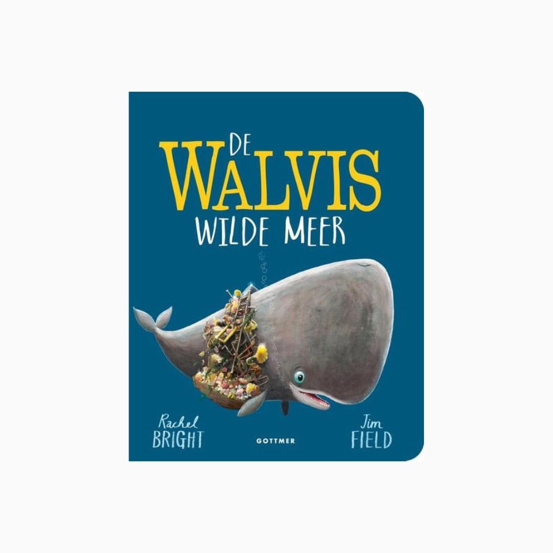 Kartonnen versie van het prentenboek 'De walvis wilde meer' van Rachel Bright