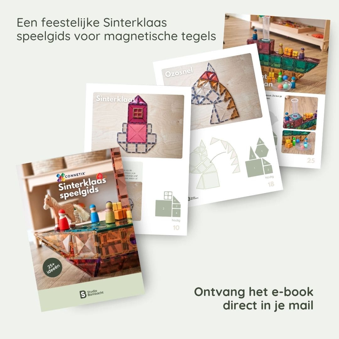 Connetix speelgids met Sinterklaas bouwideeën voor magnetische tegels