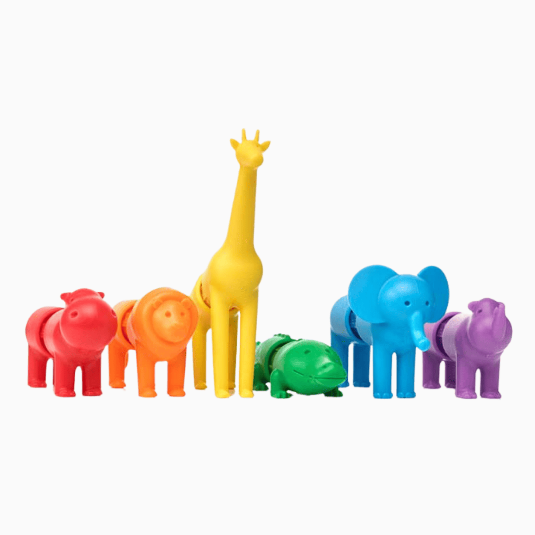smartmax magnetisch speelgoed voor dreumes en peuter my first safari animal set met zes safari dieren in regenboog kleuren