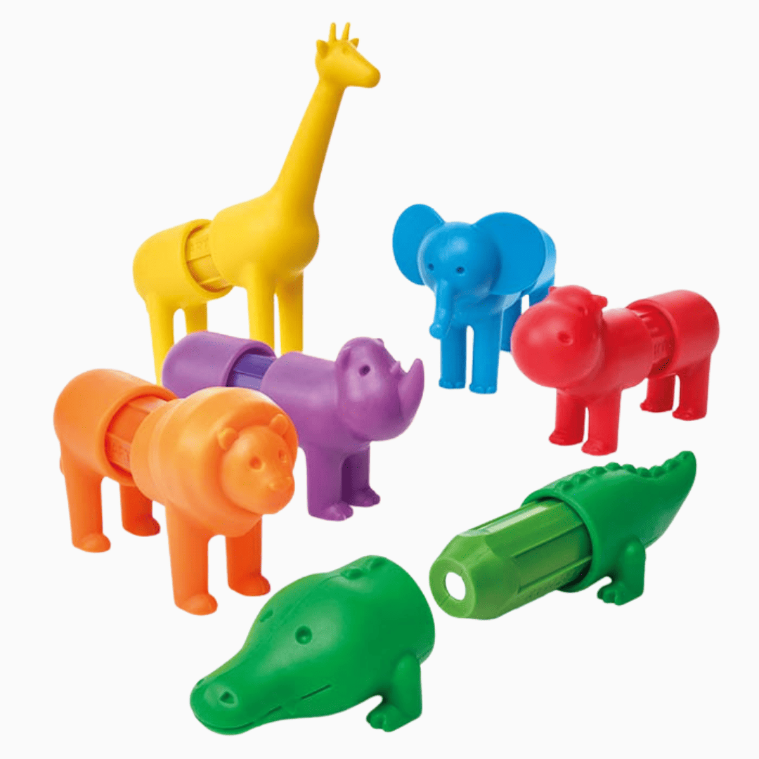 smartmax magnetisch speelgoed voor dreumes en peuter my first safari animal set met zes safari dieren in regenboog kleuren