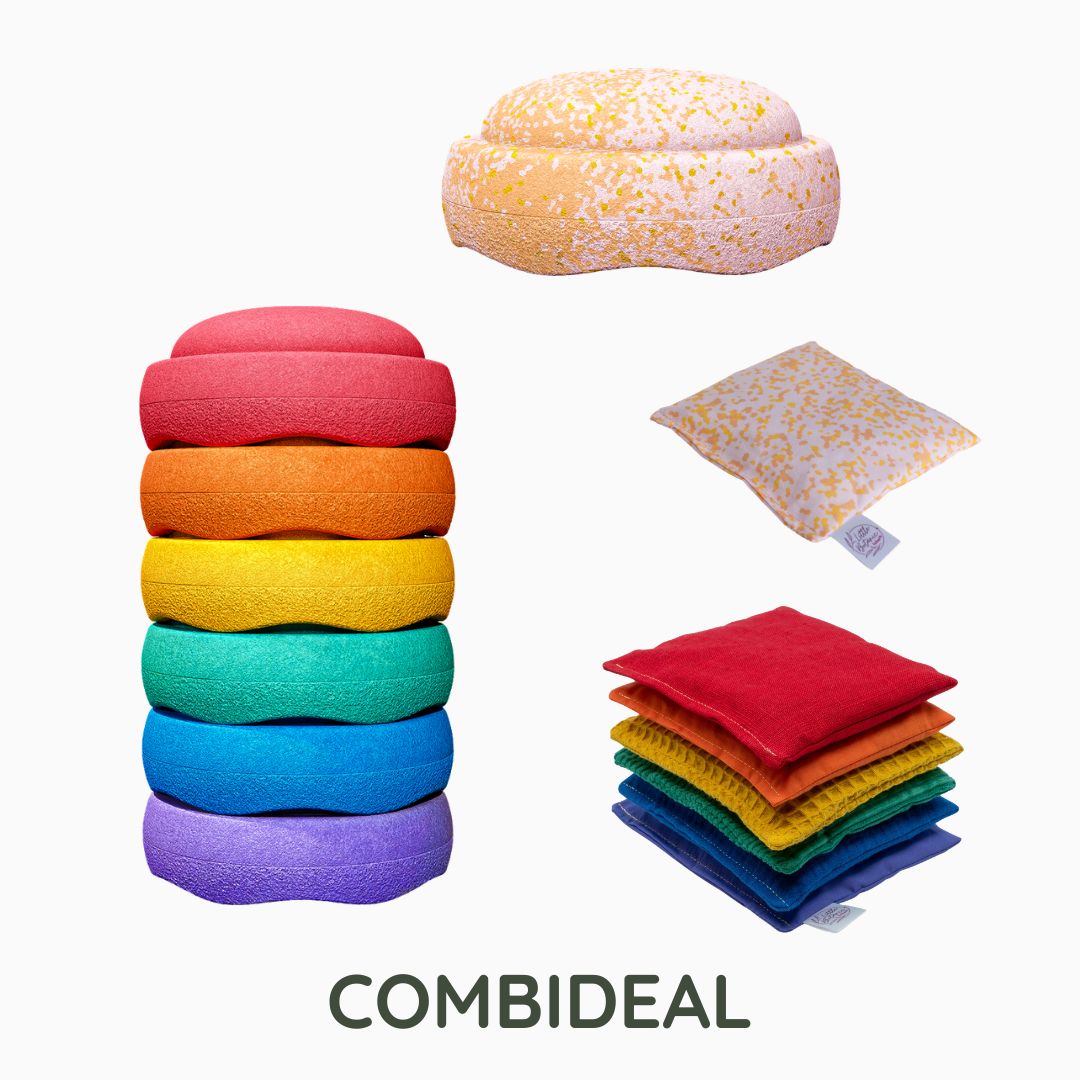 stapelstein voordeelbundel regenboog petal met stenen en pittenzakjes