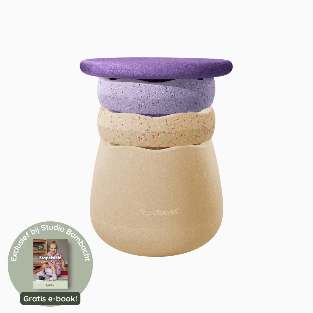 Stapelstein dynamic all winter special set met paars balansbord, beige base en twee limited edition original stenen