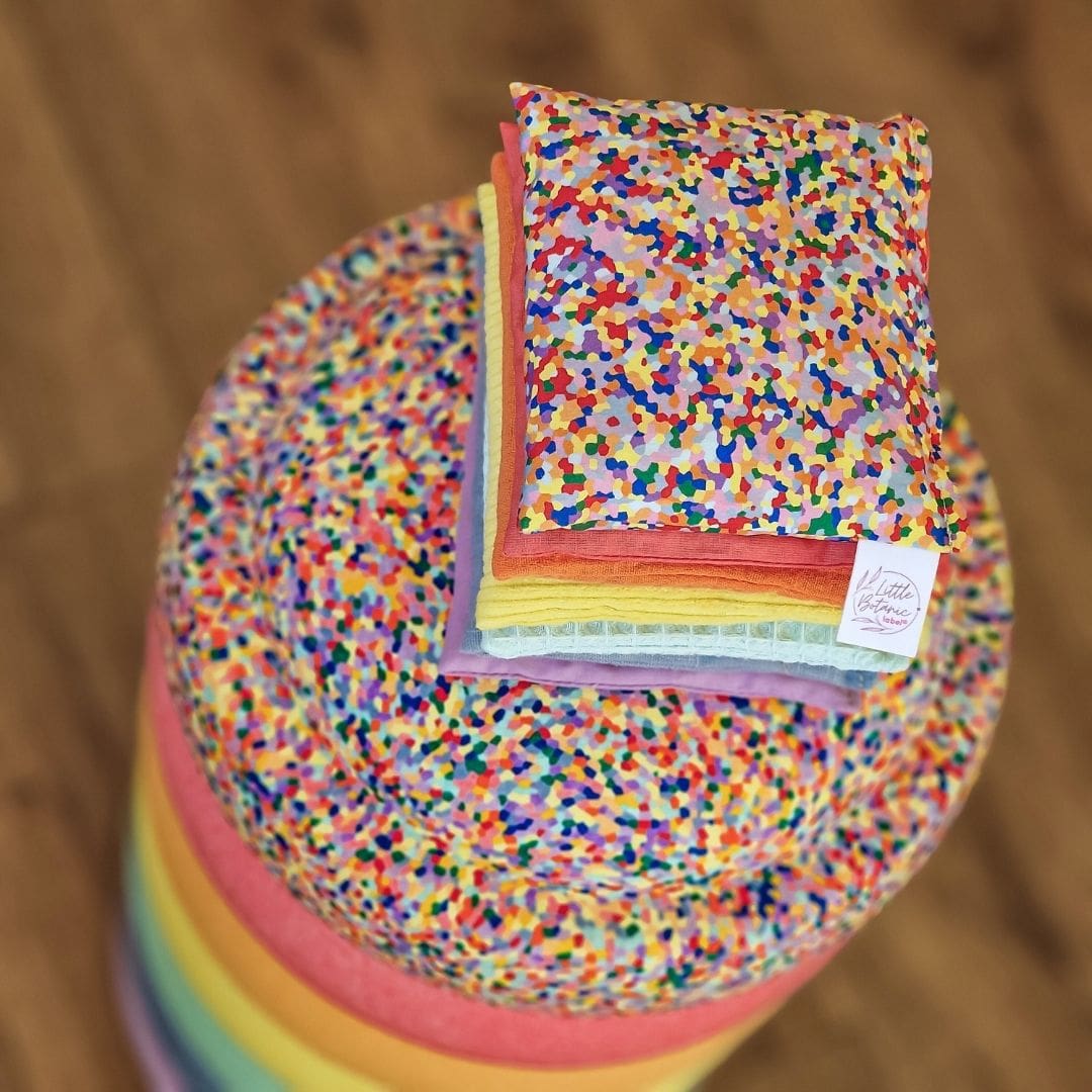 Stapelstein aanbieding voordeelbundel pastel met super confetti steen en pittenzakjes