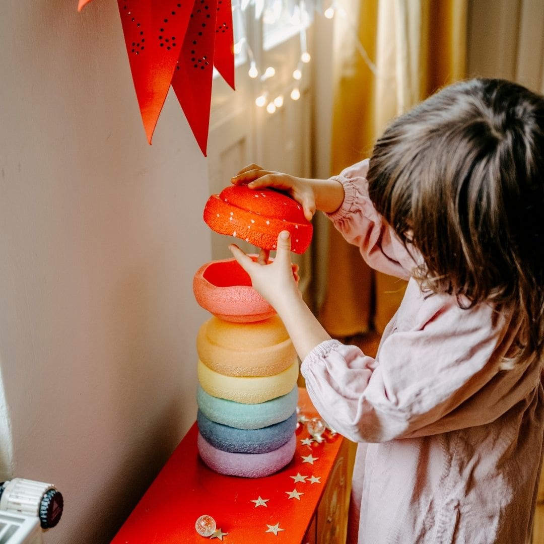 Limited Stapelstein mini set in pastel kleuren met special blush sprinkles mini-steen