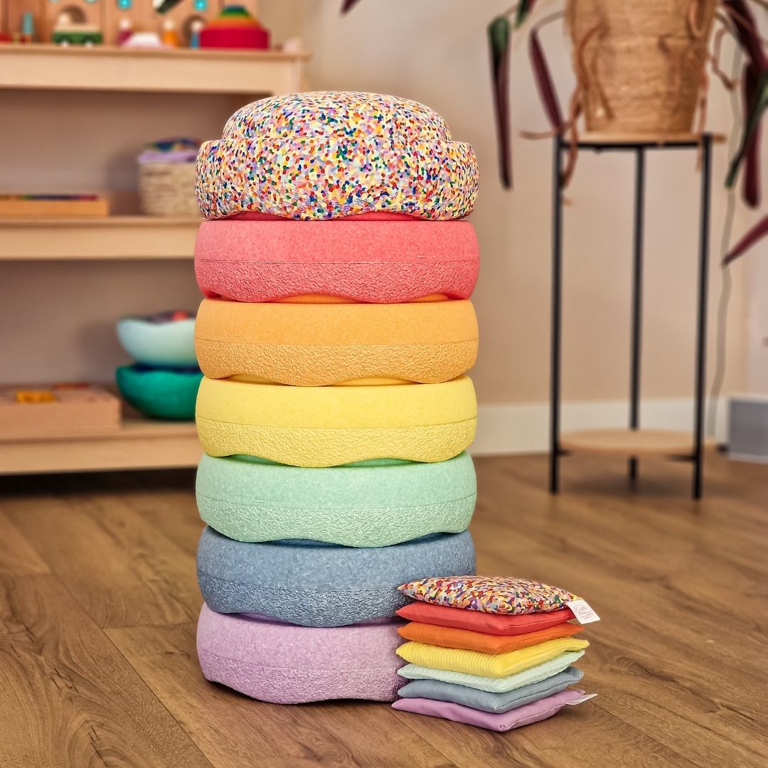 Stapelstein aanbieding voordeelbundel pastel met super confetti steen en pittenzakjes