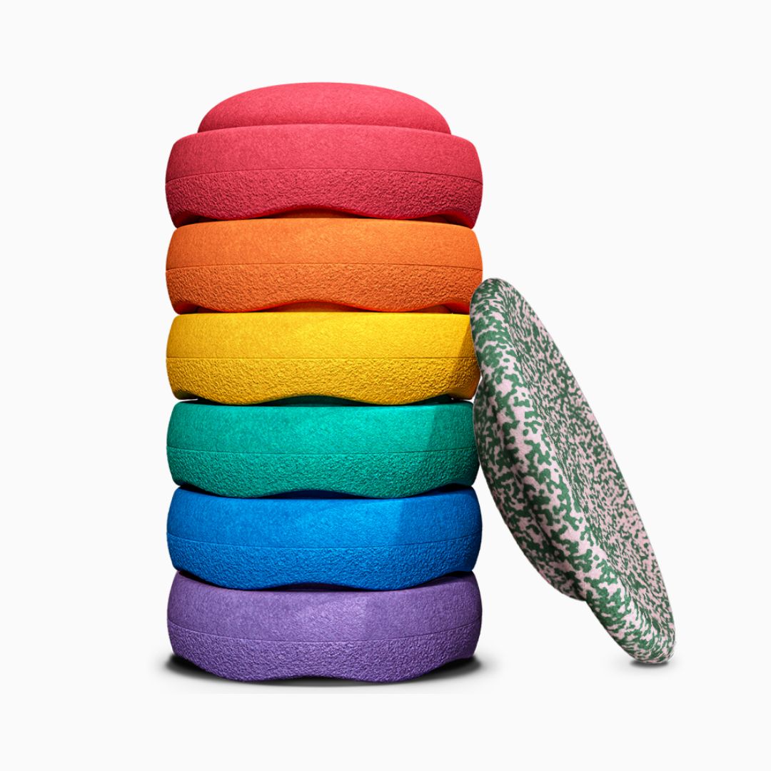 Stapelstein rainbow stapstenen kerstspecial met limited edition balansbord dark green and blush mix