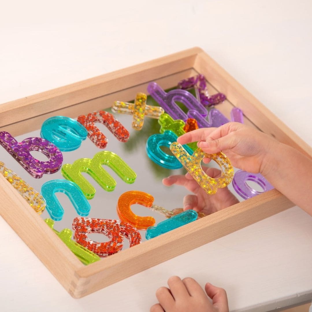 tickit doorschijnende letters van acryl in regenboogkleuren met glitters