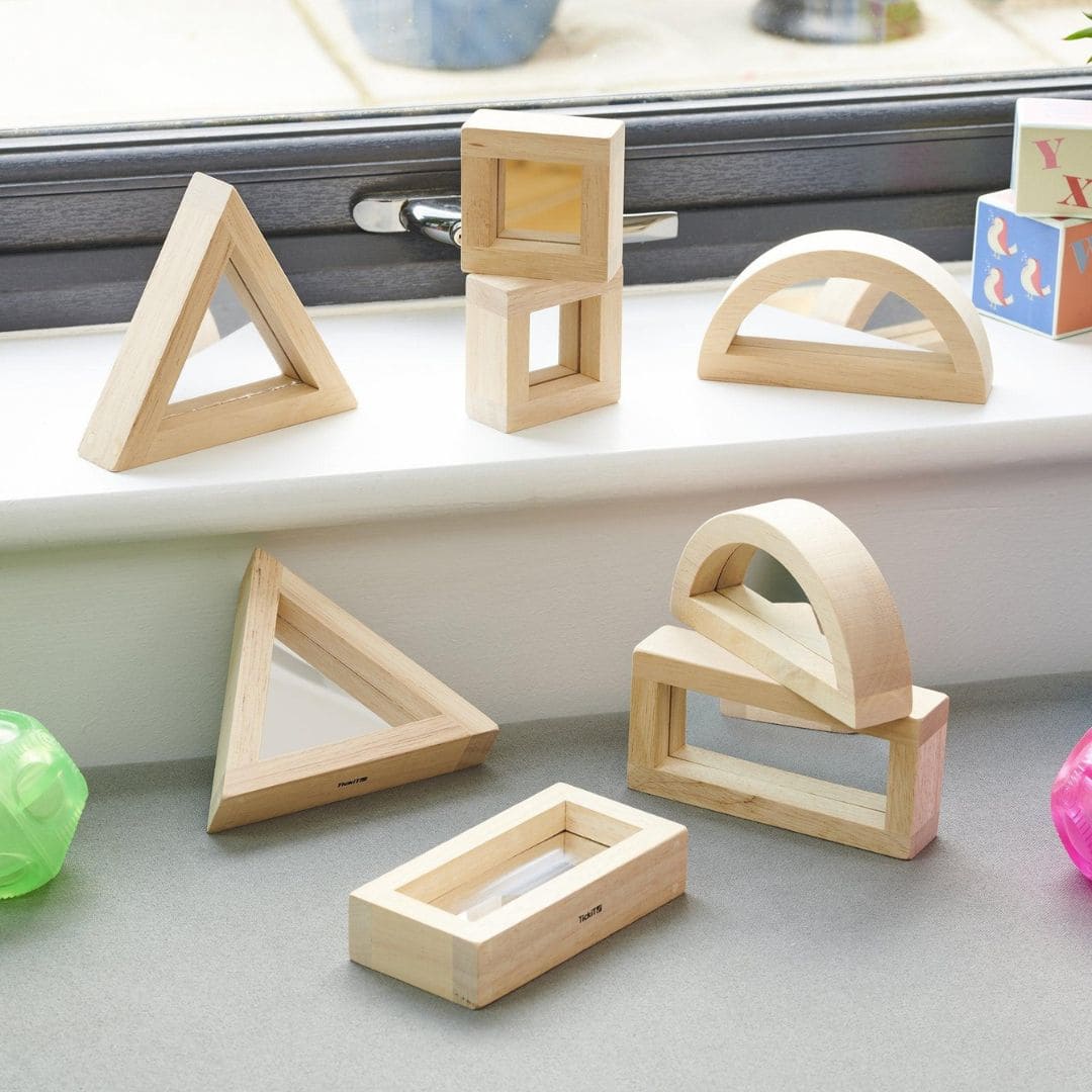Tickit grote houten blokken met spiegel