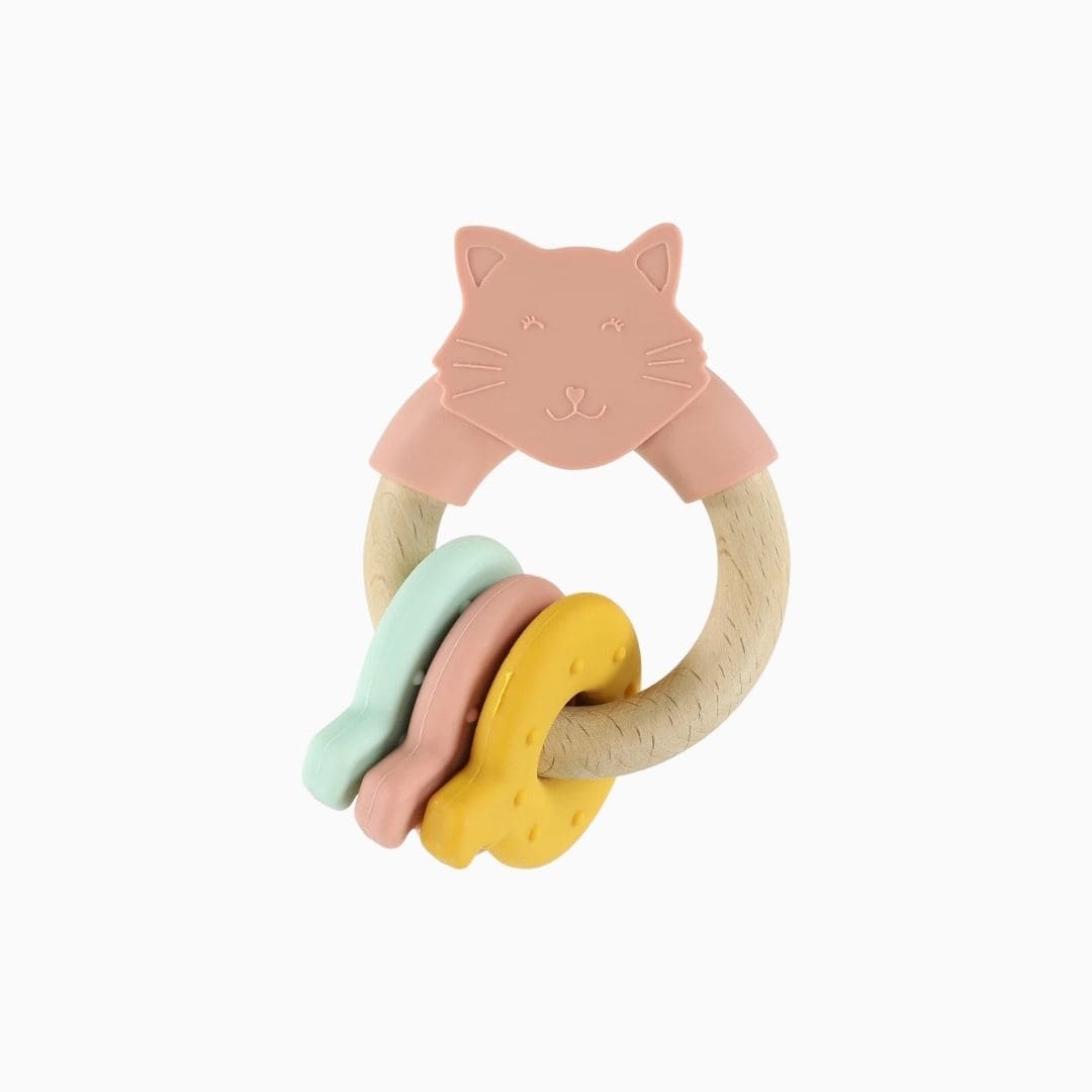 Trixie houten activiteitenring met silicone in het thema van Mrs. Cat