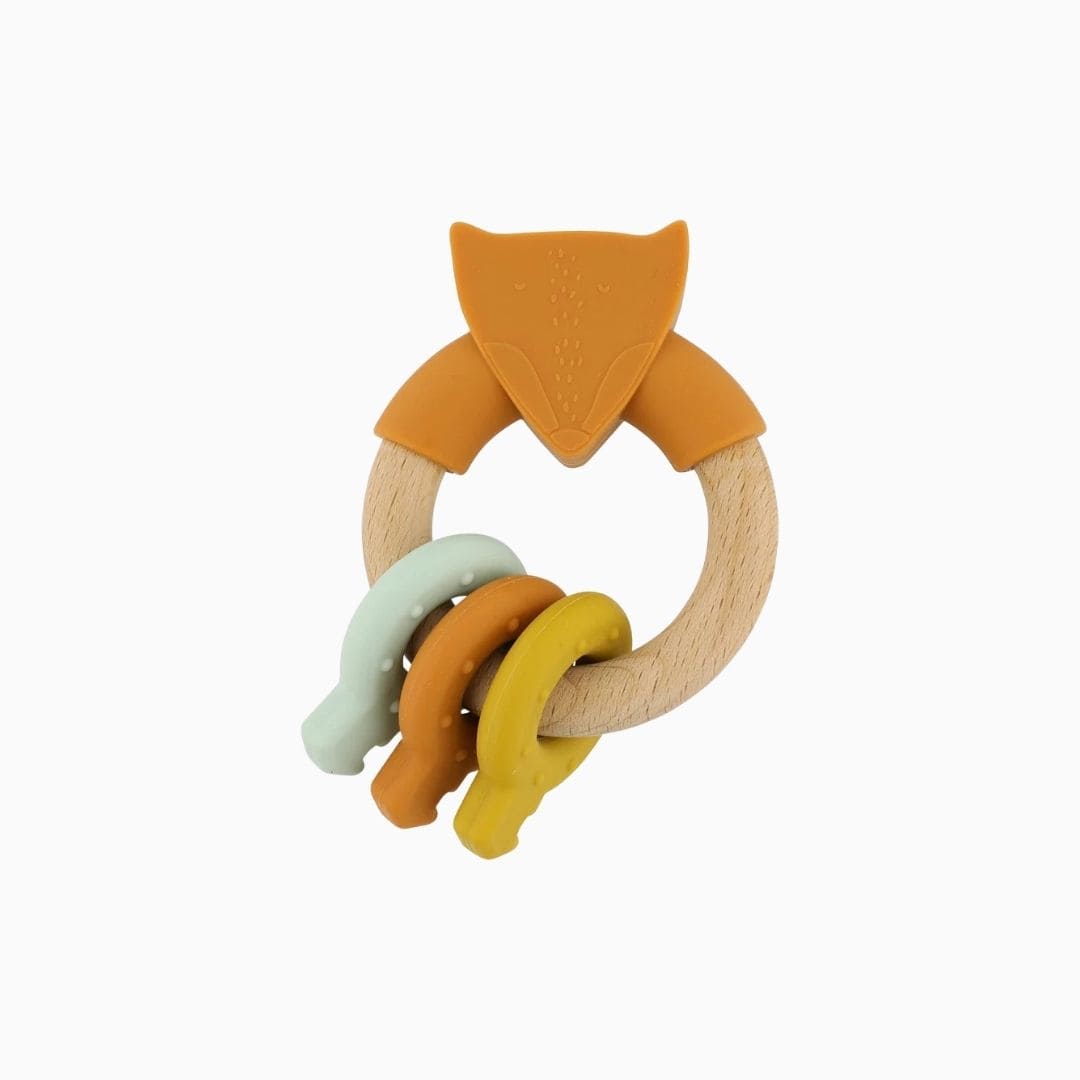 Trixie houten activiteitenring met silicone in het thema van Mr. Fox
