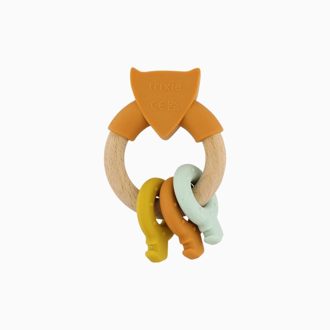 Trixie houten activiteitenring met silicone in het thema van Mr. Fox