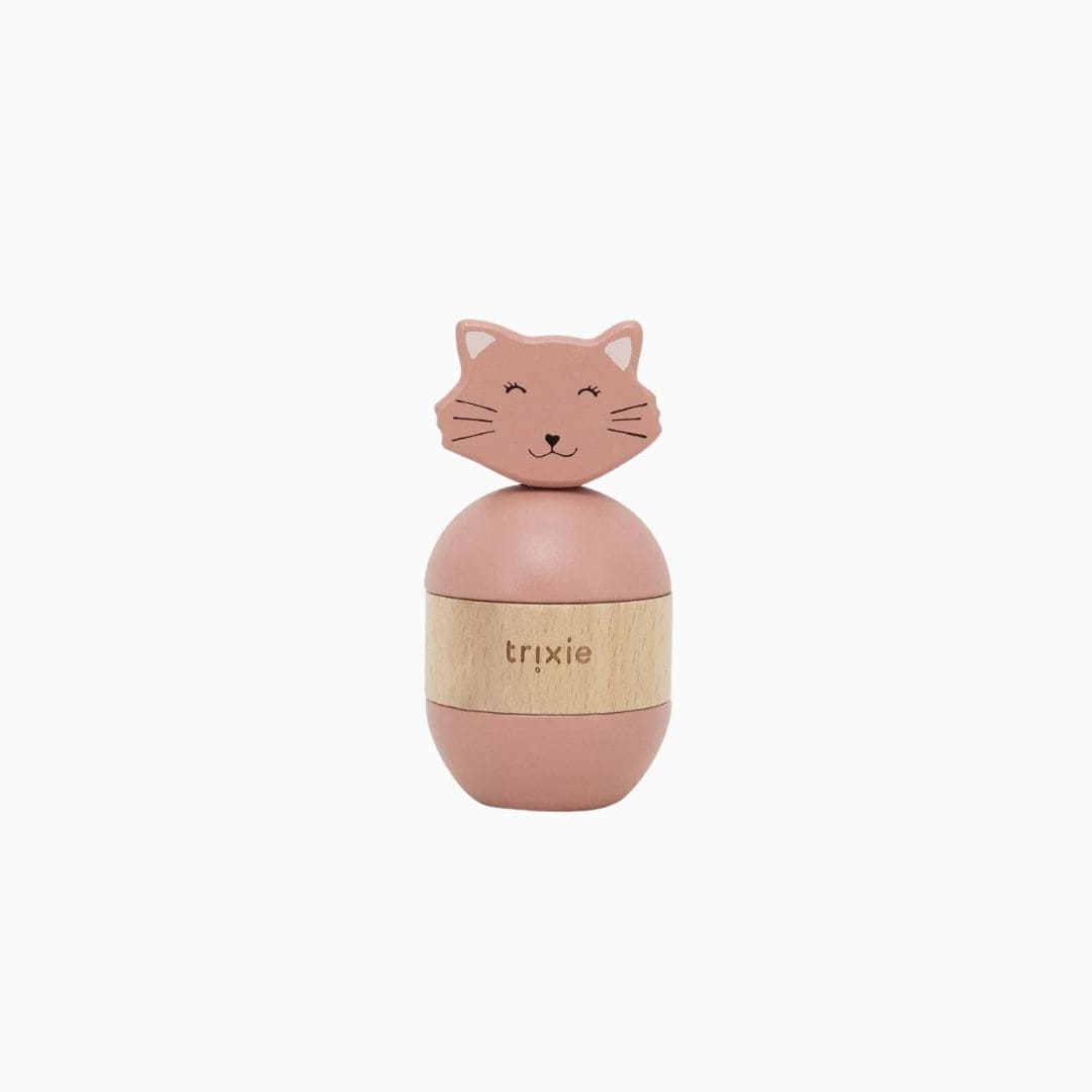Trixie houten stapeltoren met rammelgeluid in het thema van Mrs. Cat