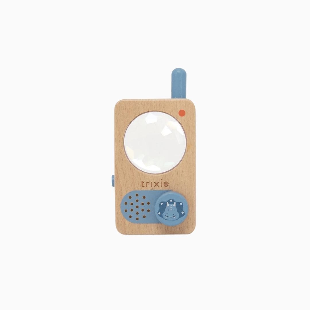 Trixie houten walkie talkie in het thema van Mr. Triceratops
