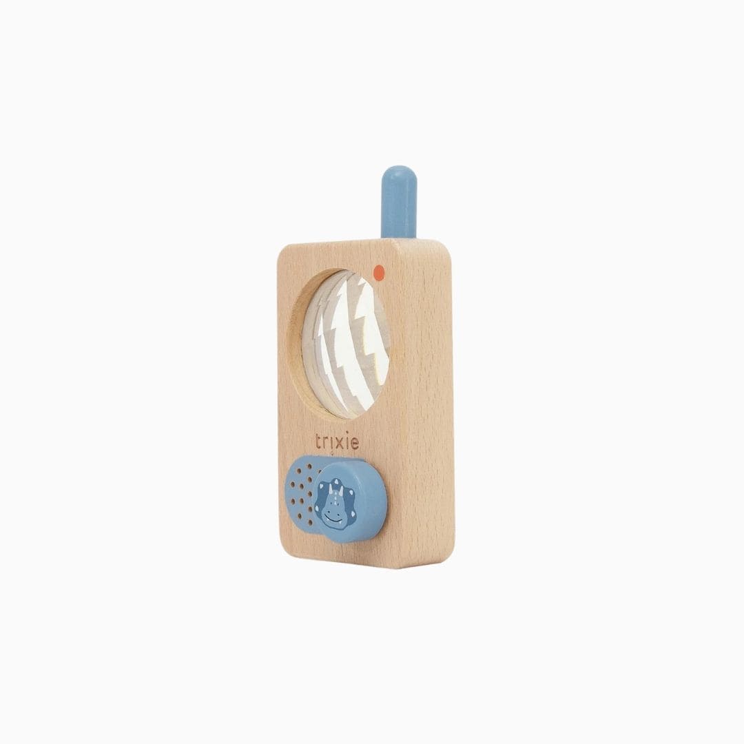 Trixie houten walkie talkie in het thema van Mr. Triceratops