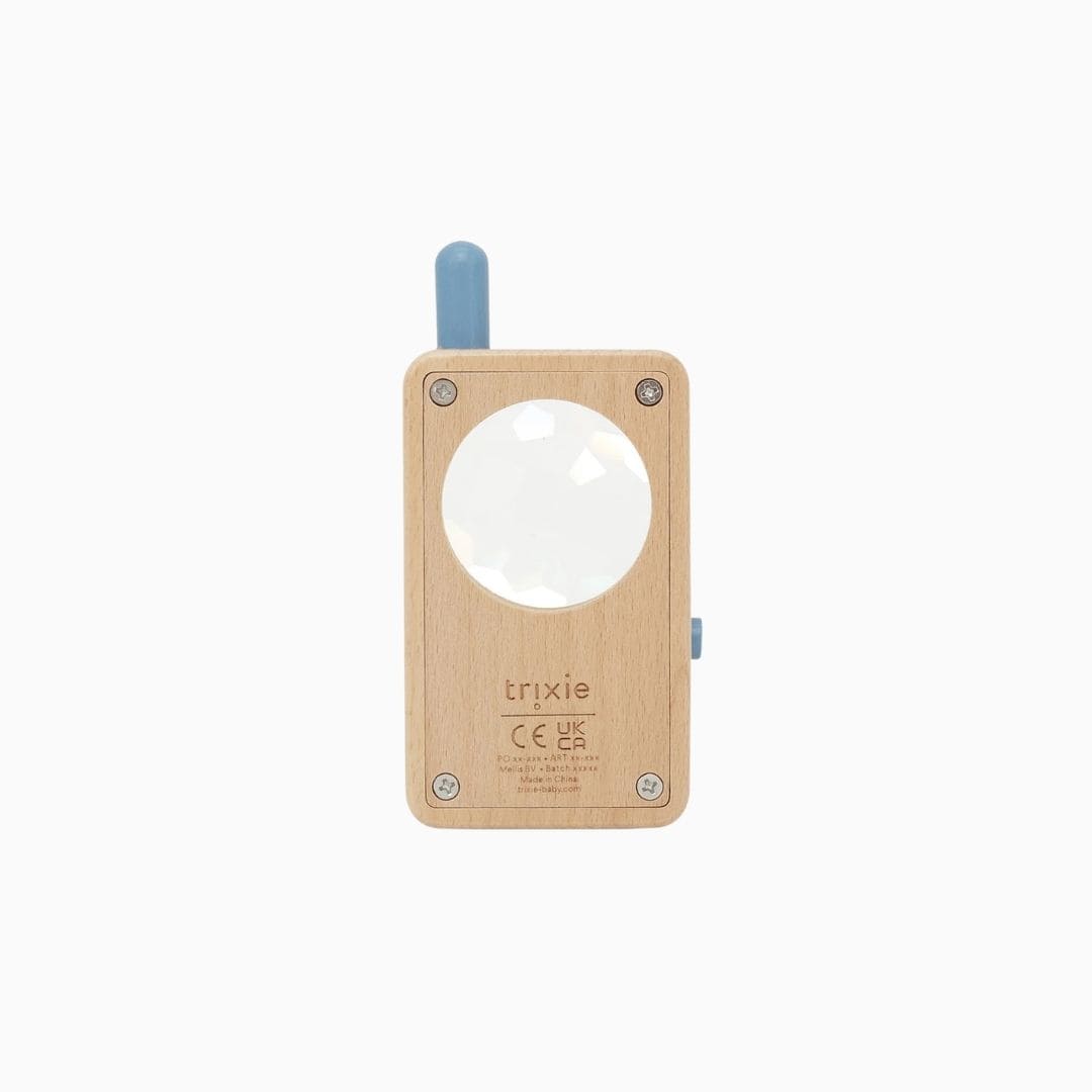Trixie houten walkie talkie in het thema van Mr. Triceratops