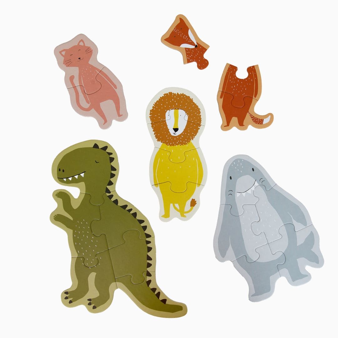 Trixie puzzeldoos met 5 vormenpuzzels van dieren van 2, 3, 4, 5 en 6 stukjes