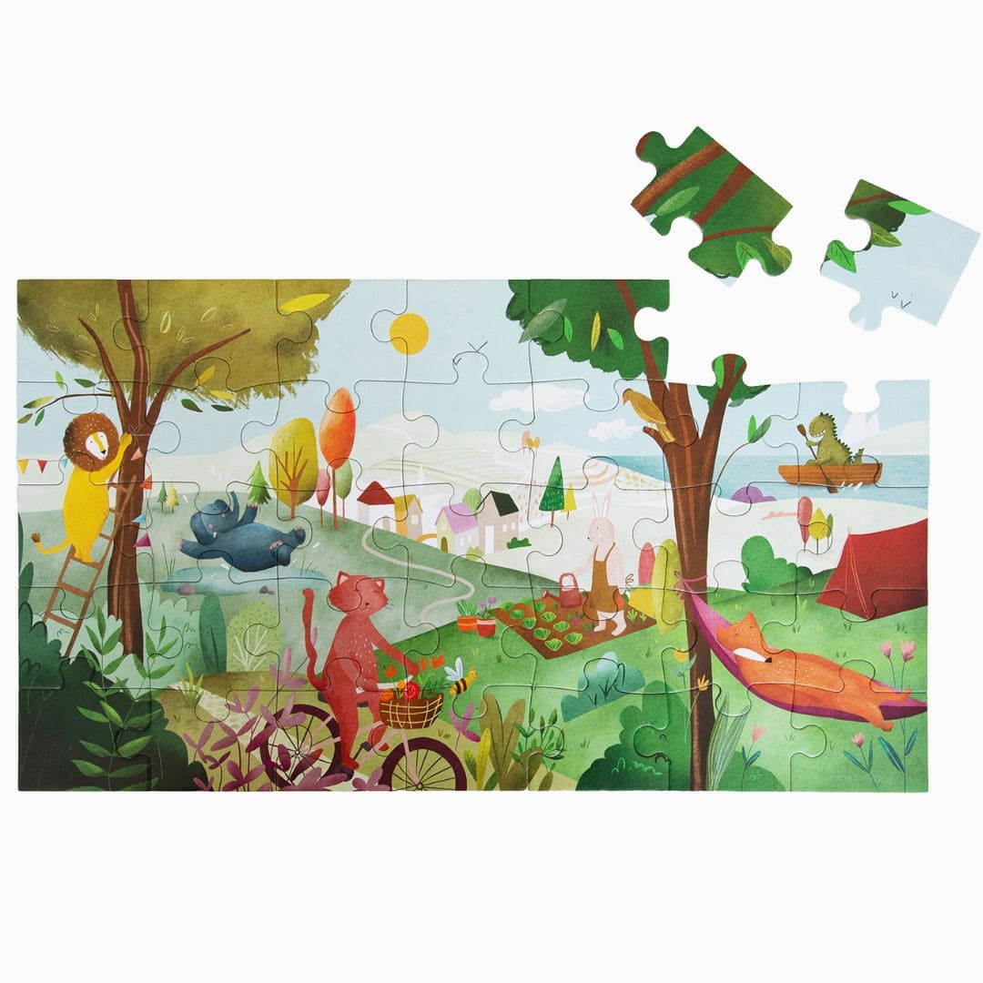 Trixie vormen puzzel van karton met 35 puzzelstukjes in het thema zomerdag