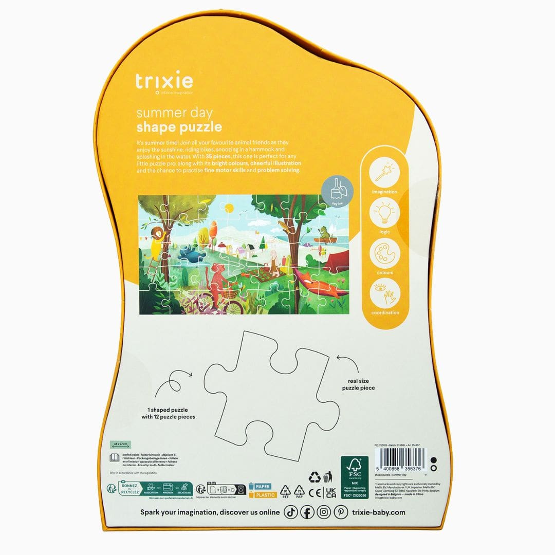 Trixie vormen puzzel van karton met 35 puzzelstukjes in het thema zomerdag