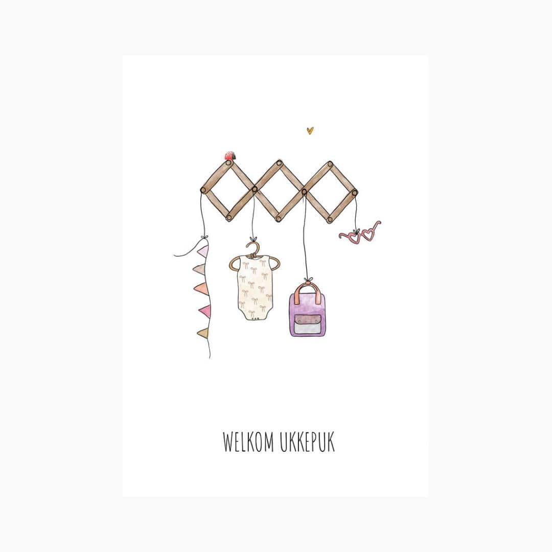 Juulz illustrations & design geboortekaartje - welkom ukkepuk meisje