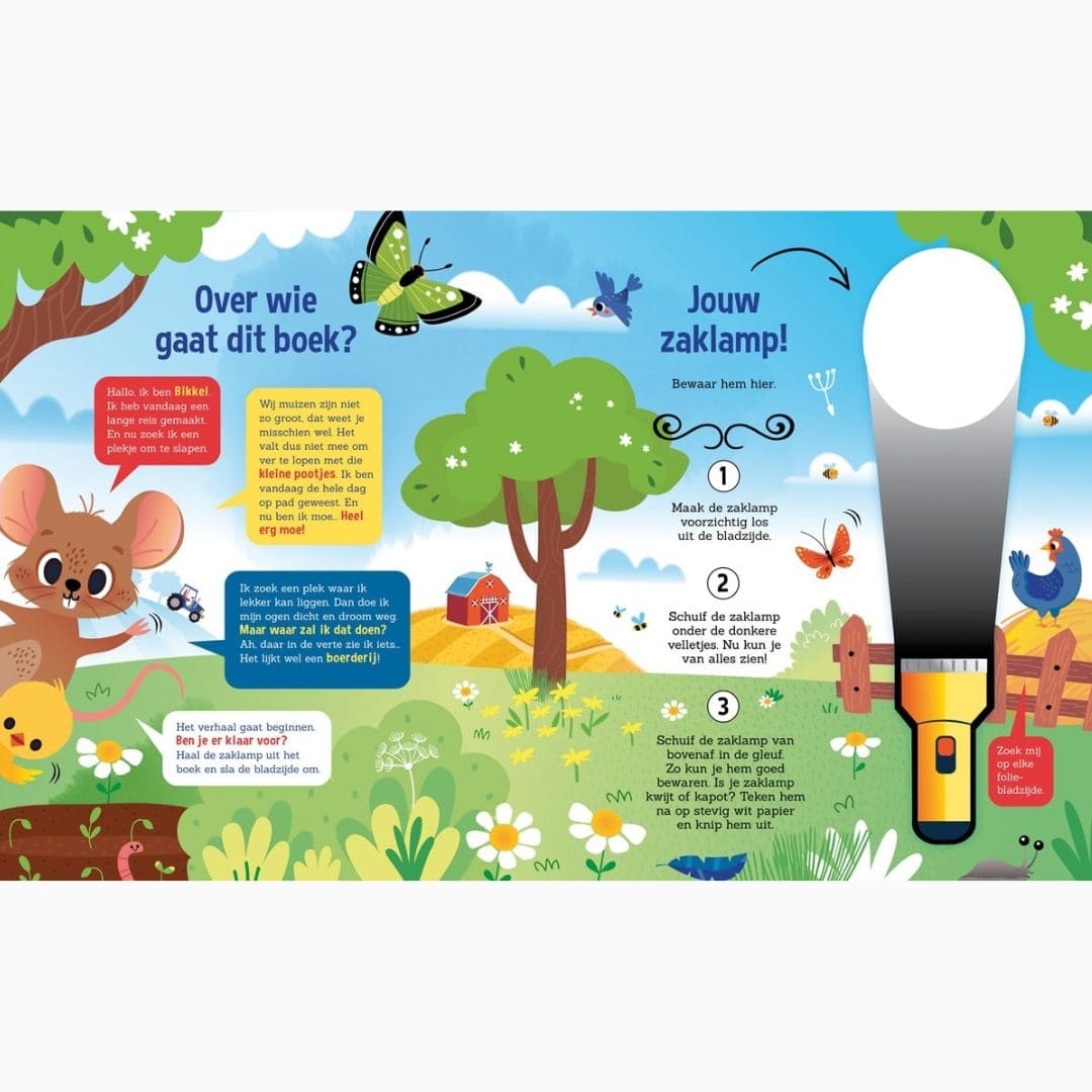 Zaklampboek speuren op de boerderij 