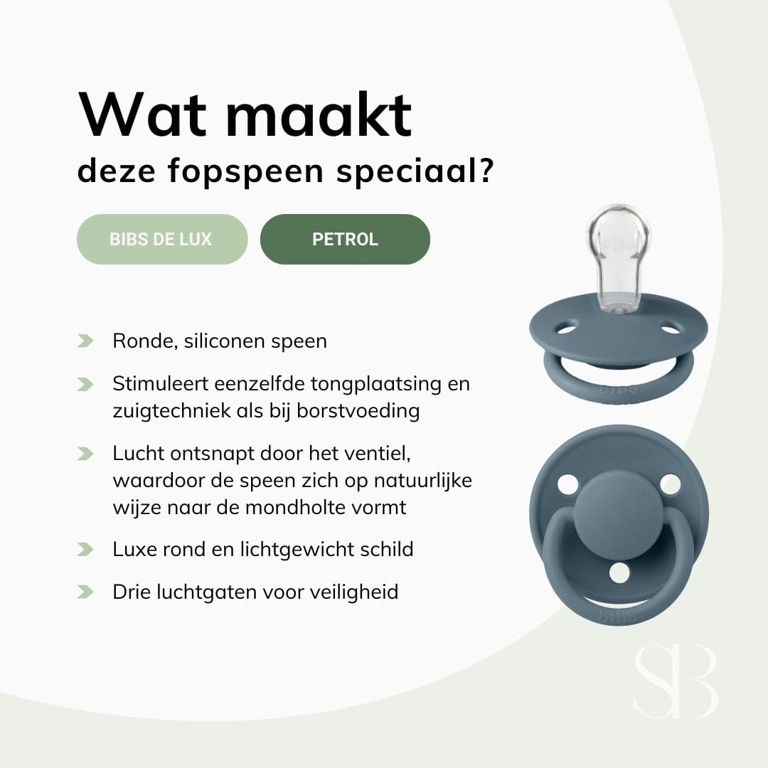 BIBS de lux silicone speen in de kleur petrol